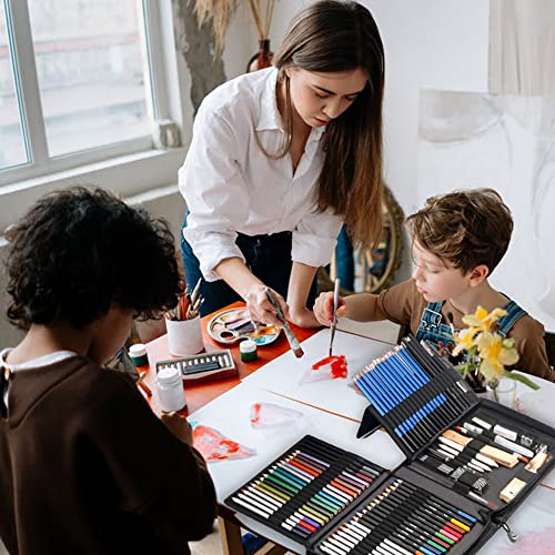 KALOUR 82 Pack Drawing Sketching Kit, Pro Art Supplies with Sketchbook, Include Tutorial,Colored, Graphite, Charcoal, Watercolor,Metallic & Pastel KALOUR