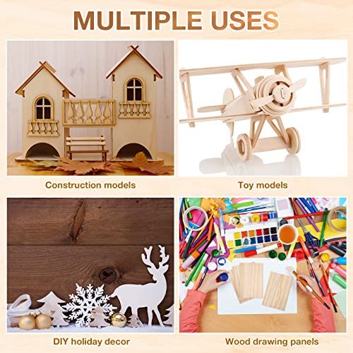 240 Pieces Balsa Wood Sticks Hardwood Square Wooden Craft Dowel Rods Unfinished Balsa Wood Sheets 12 Inch Thin Wooden Strips 1/4 Inch 1/8 Inch for Chunful