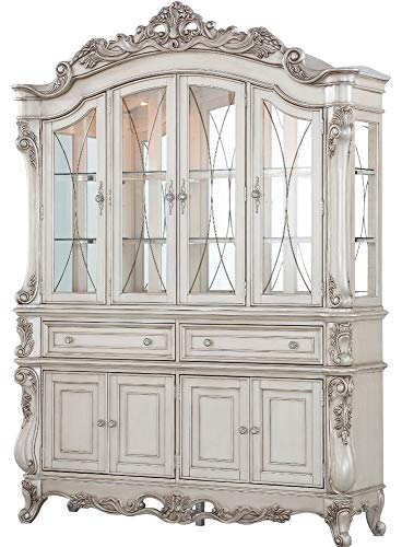 ACME Furniture Wooden Frame Hutch and Buffet, Antique White Acme Furniture