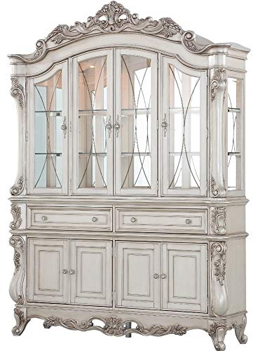 ACME Furniture Wooden Frame Hutch and Buffet, Antique White
