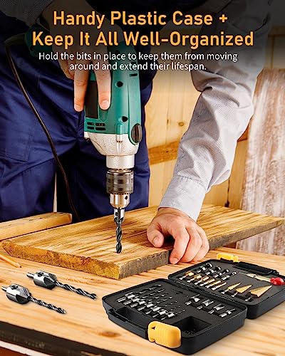 ZORUNNA 34 Pcs Woodworking Chamfer Drilling Tools Including 6 Countersink Drill Bit Set, 7 Countersink Drill Bit, 8 Plug Cutters for Woodworking, 3 ZORUNNA