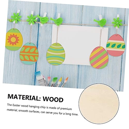SEWOART 1 Set Easter Wood Chips Unfinished Wooden Pieces DIY Wood Chip Easter Egg Wooden Cutout Bunny Decorations Rabbit Decorations for The Home SEWOART