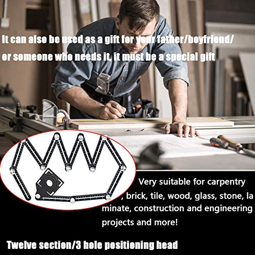 Multi-Angle Measuring Ruler,Multi Angle Tool,12-Sided Angle Measurement,Tile Holes Measure Ruler with 3-Holes Positioning Apertures,Upgrade Multi BAWAQAF
