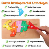 MONTESSORI MAMA Toddler Puzzles for Kids Ages 3-5 Dinosaur Puzzle 5-Pack, Montessori Toys for 3 Year Olds, Toddler Toys Age 2-4 Gifts for 3 Year Old Montessori Mama