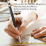 Nicpro 17PCS Metal 2mm Mechanical Pencil Set in Leather Case, 5 PCS 2.0 mm Lead Pencil Holders (4B 2B HB 2H 4H) 6 Tube Black Colored Lead Refills, Nicpro