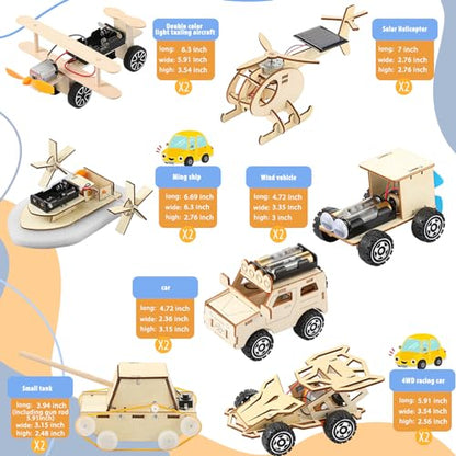 Leitee 24 Set Kits Wood Projects for Boys Girls to Build 3D Wooden Building Kit Puzzles Mechanical Car Educational Science Models Kits Building Toys - WoodArtSupply