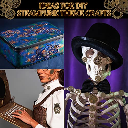 Hicarer 300 Gram Antique Steampunk Gear, DIY Assorted Mix Steampunk Wheel Alloy Cog Gear Pendants Charms Metal Watches Clocks Skull Charms for Hicarer