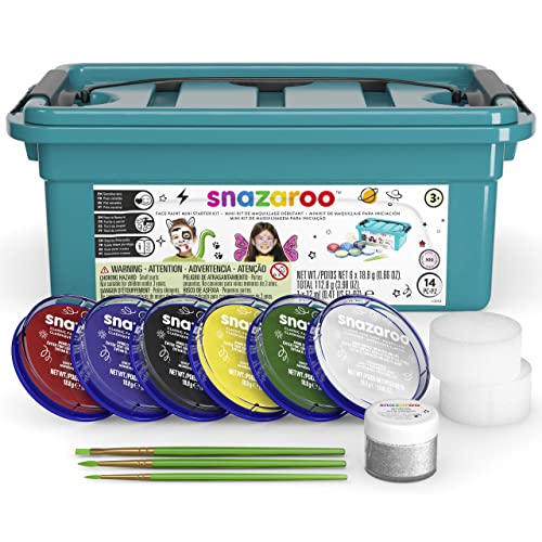 Snazaroo Face Paint Mini Starter Kit, 14 Piece Set, 6 Colors