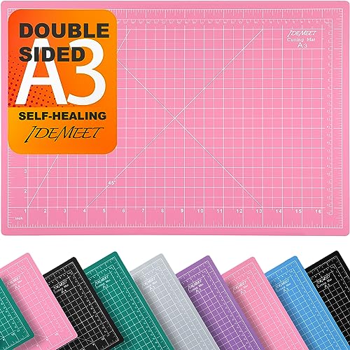 Thickened 18"x12" Self Healing Cutting Mat, Idemeet Rotary Cutting Sewing Mat for Crafts, 5-Ply Blade Table Protector Cut Board for Fabric Leather Idemeet