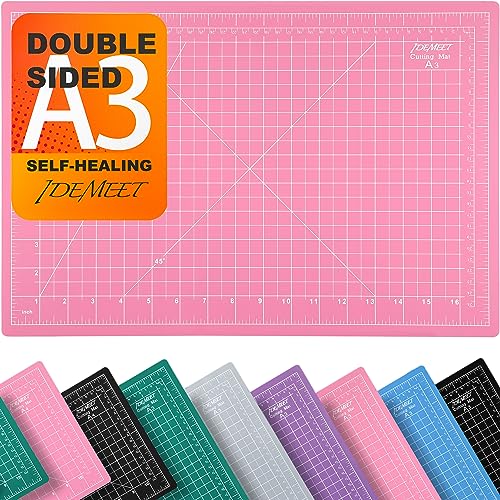 Thickened 18"x12" Self Healing Cutting Mat, Idemeet Rotary Cutting Sewing Mat for Crafts, 5-Ply Blade Table Protector Cut Board for Fabric Leather