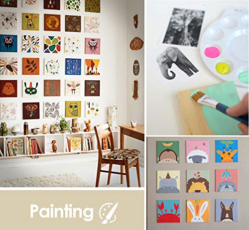 ilauke 5"x 5" Wooden Squares for Crafts, 50 Pcs Unfinished Wood Pieces Blank Balsa Wood Sheets for Crafts Wood Burning Painting Staining Wood ilauke