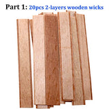 20PCS Lenisc Double Layered Wood Wicks with Metal Base Clips for Candle Making Craft Natural 2 Layers Wooden Candle Wicks for DIY Soy Wax Candles Lenisc