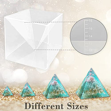RESINWORLD Super Large Clear Silicone Pyramid Molds for Resin, 2Pcs Inner Pyramid Silicone Molds + 1Pcs Plastic Frame, Shiny Resin Mold for Chakra ResinWorld