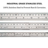 ZZTX Metal Ruler Stainless Steel Ruler Straight Edge Measuring Tool 6 Inch +12 Inch + 16 Inch 6 Pack Set ZZTX