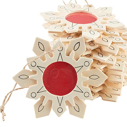12 Unfinished Wood Snowflake Christmas Ornaments with Photo Insert