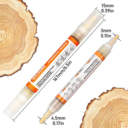 2 pcs Wood Burning Pen Marker, Wood Scorch Pen Marker - Heat Sensitive Marker for Wood and Crafts - 2 in 1 with Oblique Tip and Bullet Tip and - WoodArtSupply