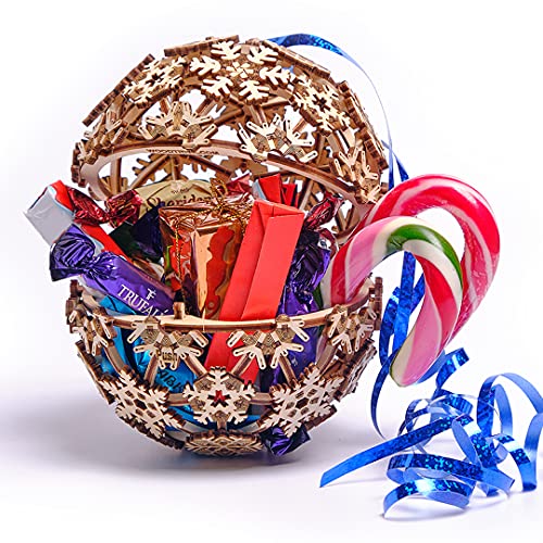3D Wooden Christmas Ball Puzzle Kit by Wood Trick - Festive DIY Decor for All Ages Wood Trick