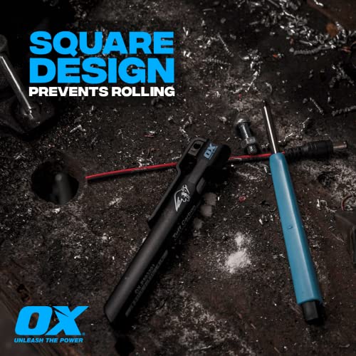 OX Tools Pro Tuff Carbon Marking Pencil Mechanical Construction Pencil Value Pack 4 Leads Included & Pencil Holder with Sharpener Belt Clip OX Tools