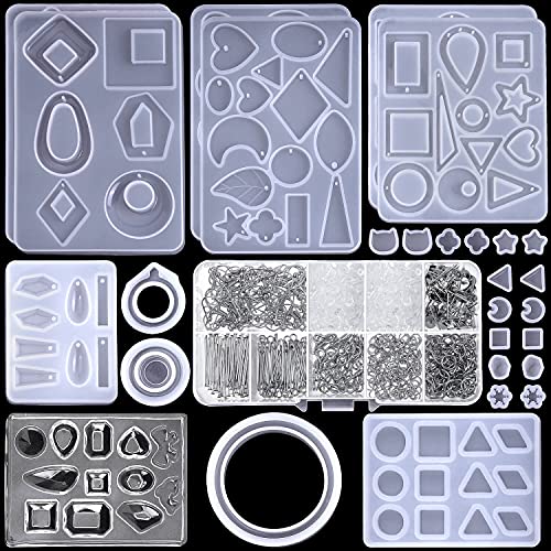 Resin Molds for Jewelry, Paxcoo 678pcs Earring Making Kit with 28pcs Epoxy Molds and 650pcs Earring Hooks, Jump Rings for Pendants, Resin Crafts, DIY - WoodArtSupply