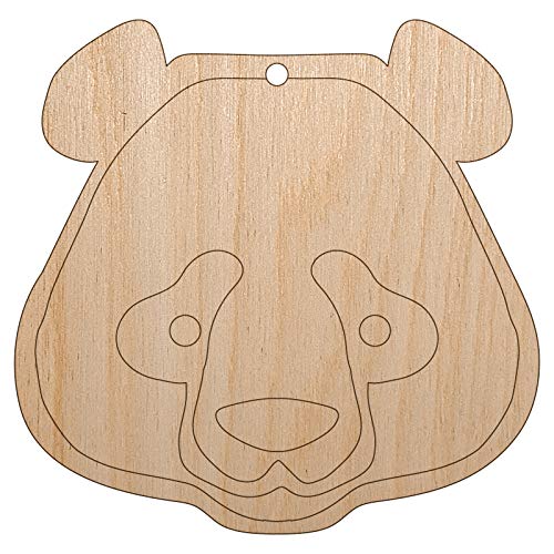 Panda Face Icon Unfinished Craft Wood Holiday Christmas Tree DIY Pre-Drilled Ornament Sniggle Sloth