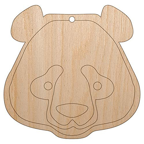 Panda Face Icon Unfinished Craft Wood Holiday Christmas Tree DIY Pre-Drilled Ornament Sniggle Sloth