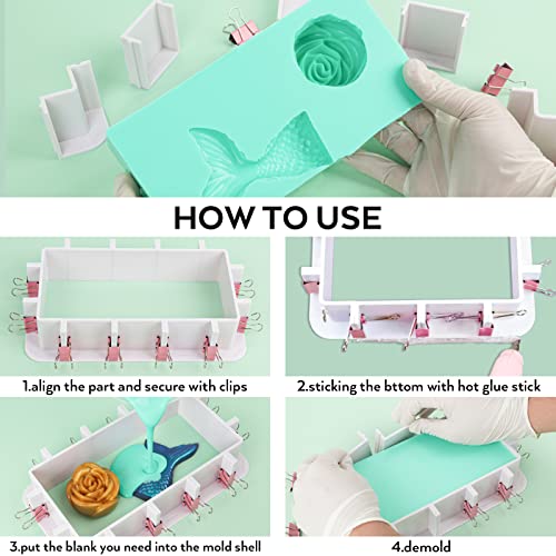 Nicpro Adjustable Molds Housing for Silicone Mold Making, Reusable Plastic Housing Frame Mold Making Silicone Rubber, for Resin Molds Kit, Soap Nicpro