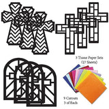 VHALE Suncatchers Craft 3 Sets (9 Cutouts) w Tissue Papers Stained Glass Effect Paper Sun Catcher Kit, Window Art, Classroom Crafts, Creative Art VHALE