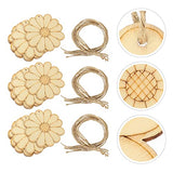 SEWACC Unfinished Wood Crafts 50 Sets Wooden Flower Cutouts Unfinished Flower Shapes Blank Wood Ornaments Flower Embellishments with Hemp Ropes for SEWACC