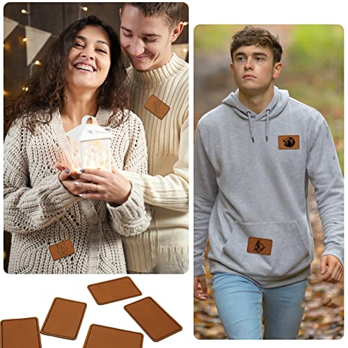 20 Pcs Rectangle Leatherette Hat Patches with Adhesive, Rustic Leatherette Custom Patches Faux Blank Leather Patches for Hats, Custom Fabric Repair HINGTAI