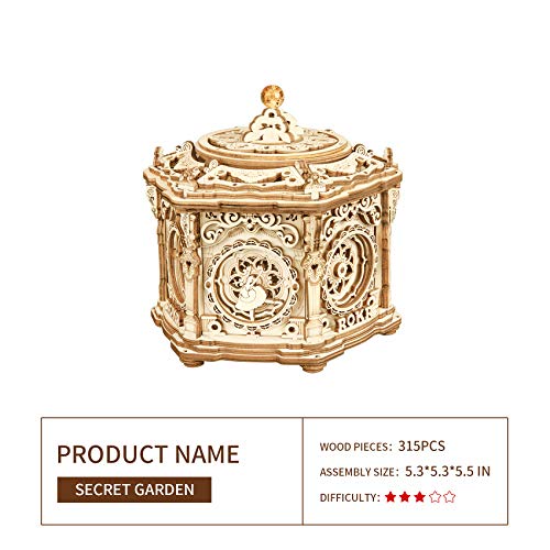 ROKR 3D Wooden Puzzles for Adults Mechanical Music Box-Secret Garden, DIY Rotating Music Box Model Building Kits for Teens, DIY Crafts/Hobbies/Gifts ROKR