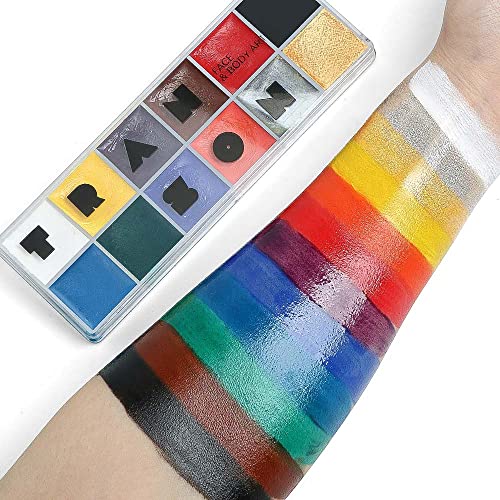 Transon Detail Thin Paint Brush Set 6pcs and 12-Color Face Body Paint Palette TRANSON