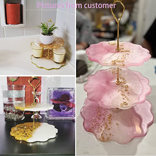 3 Tier Cake Stand Resin Tray Molds, Silicone Cake Stand Molds for Resin, Epoxy Resin Tiered Tray Mold, DIY Epoxy Resin Casting Mold with 6Pcs Crown - WoodArtSupply