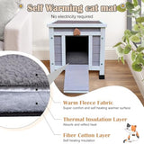 Hicaptain Cat House Outdoor, Feral Cat Shelter, Outside Rabbit Hutch Weatherproof Wooden Small Animal House and Habitats HiCaptain