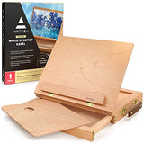 Arteza Tabletop Easel, 13.4 x 10.3 x 2 Inches, Portable Beechwood Easel Box with Single, Open-Compartment Drawer and Wooden Palette, Art Supplies ARTEZA