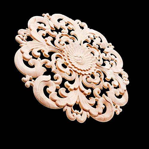 Beoot Wooden Carved Onlay Appliques Wood Carving Decal Unpainted Furniture Bed Door Cabinet Decor (15x15cm/5.91x5.91inch) Beoot