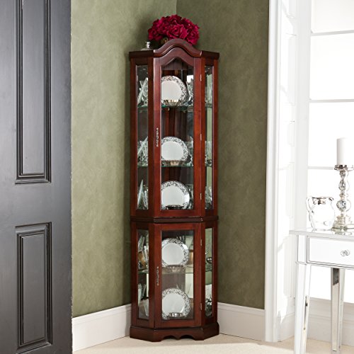 Home Decorators Collection Vitric Lighted Curio, 70" Hx21 Wx16 D, Mahogany - WoodArtSupply