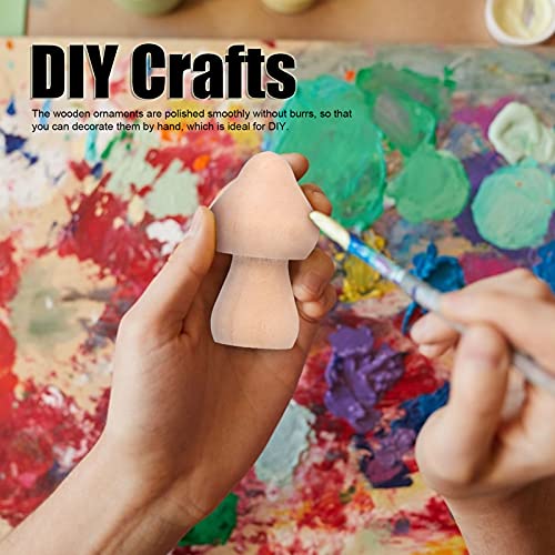 Unfinished Wooden Mushroom, 60PCS Mini Unpainted Wood Mushroom Toy Set for DIY Arts Crafts Decoration CHICIRIS