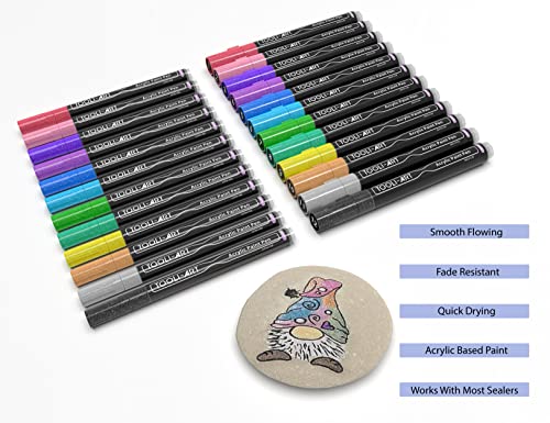 Acrylic Paint Markers Paint Pens Special Colors Set Extra Fine And Medium Tip Combo For Rock Painting, Canvas, Fabric, Glass, Mugs, Wood, Ceramics, TOOLI-ART