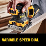DEWALT 20V MAX* XR Palm Sander, Sheet, Variable Speed, 2-Ah Battery, 1/4-Inch (DCW200D1) DEWALT