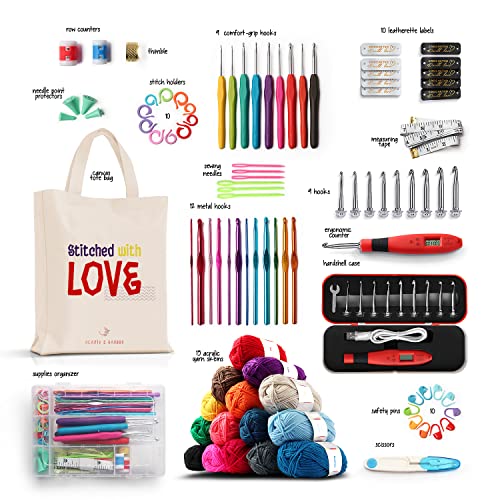 Hearth & Harbor Crochet Kit for Beginners Adults - Beginner Crochet Kit for Kids with Counting Crochet Hook Set Digital, Crochet Starter Kit for Hearth & Harbor