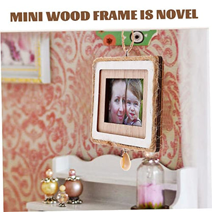 Toddmomy 5pcs wooden photo frame pendant hanging picture frame unfinished picture ornaments tiny house picture frame dollhouse picture frame wooden
