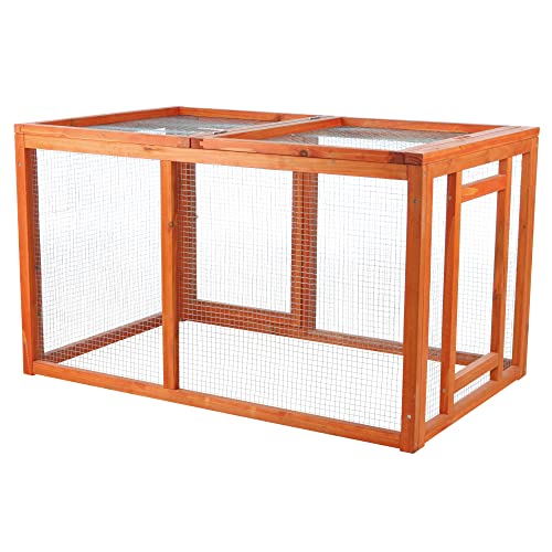 TRIXIE Outdoor Run with Cover, Chicken Cage, Chicken Backyard, Playground, Brown, 45.25 x 26.75 x 27.75 inches - WoodArtSupply