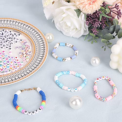QUEFE 9600pcs Clay Beads for Bracelet Making Kit, 96 Colors Polymer Heishi Beads with Letter Beads for Jewelry Necklace Making, Craft Gifts, Preppy, QUEFE