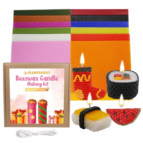 Beeswax Candle Making Kit for Kids -12 Pcs Vibrant Colors Beeswax Sheets Handmade Crafts Gift Beeswax Sheets for Candle Making Kit, DIY Candle Making Clarissaway