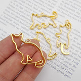 WAY DENG 12 Mix Metal Alloy Open Back Bezel Frame Charm Cat Gold Epoxy Pressed Flower UV Resin Mold Earring Necklace Pendant Dangle Jewelry Crafts WAY DENG