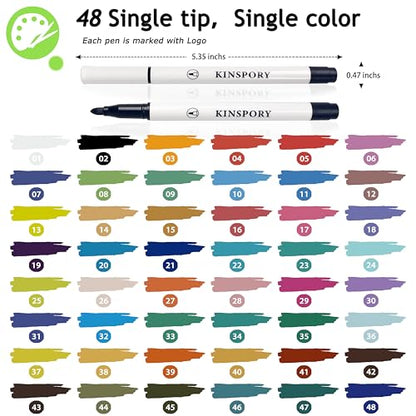 KINSPORY Washable Drawing Markers, 48 Colors Acrylic Pens, Coloring Paint Pens, DIY Art Crafts Making Kit, Creative Christmas Gift Stocking Stuffer