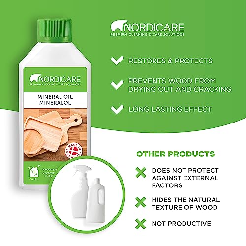 Nordicare Food Grade Mineral Oil - Tasteless and Odourless Cutting Board Oil - Suitable for Wood and Bamboo Countertops, Cutting Boards and Blocks, - WoodArtSupply