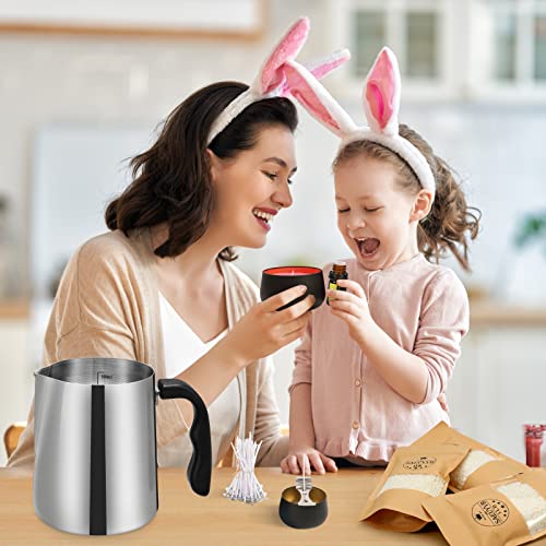 SAEUYVB Candle Making Pouring Pot, 32oz Wax Melting Pot,304 Stainless Steel Candle Making Pitcher with Heat-Resistant Handle and Dripless Pouring SAEUYVB