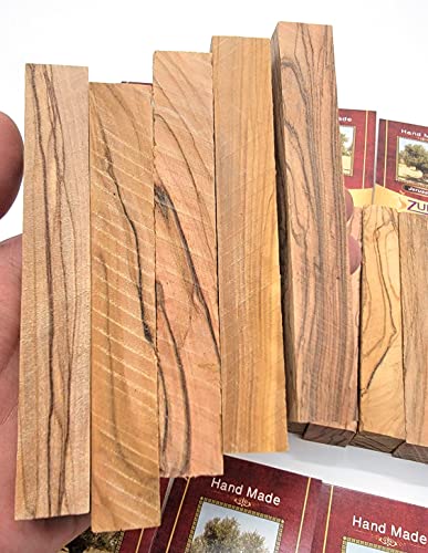 Zuluf Holy Land Olive Wood Pen Blanks for Turning Authentic Olive Wood Blanks Bundle 3/4" x 3/4" x 5-1/2", Set of 10 - Premium Wooden Pen Blanks