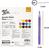 MONT MARTE Signature Acrylic Paint Pens, 12 Piece, Waterproof, Suitable for Most Surfaces Including Canvas, Card, Rocks, Fine Bullet Tip (1mm) MONT MARTE